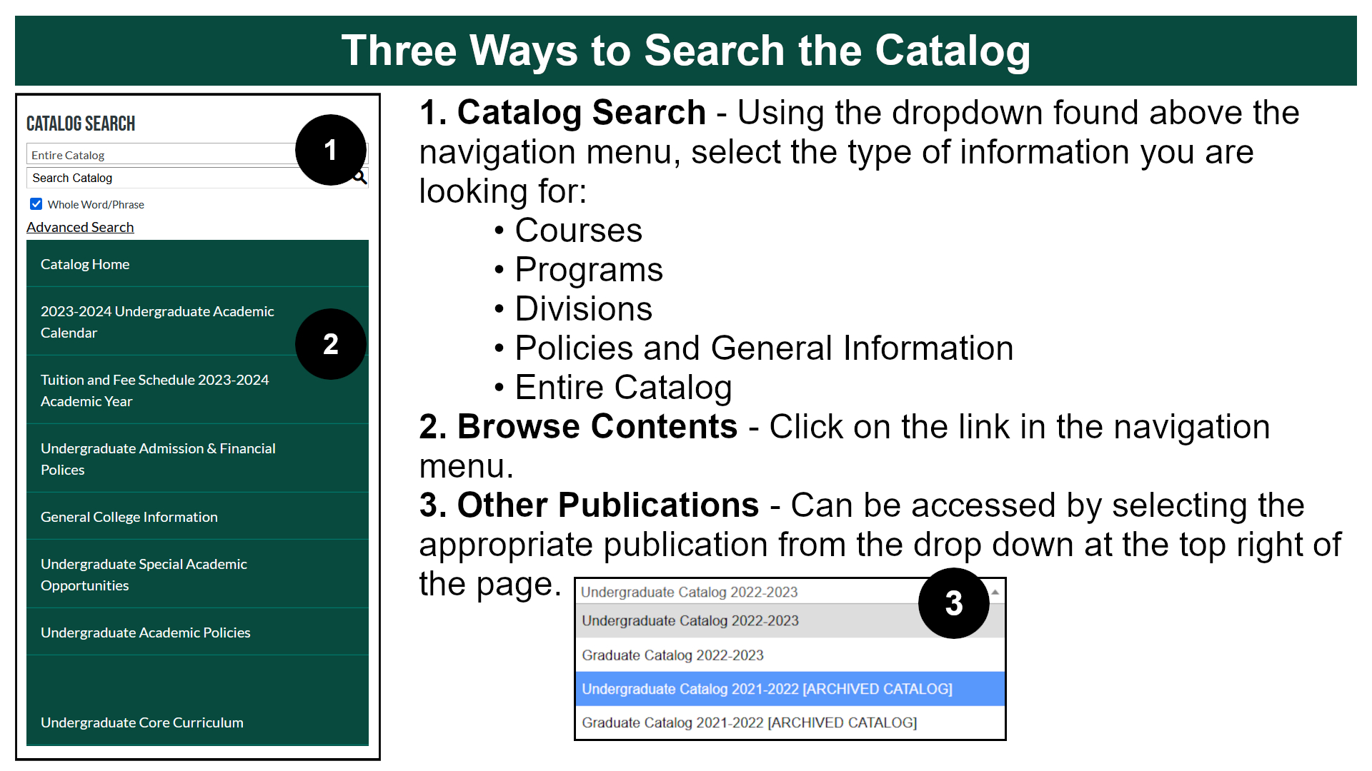 Catalog Search Instructions